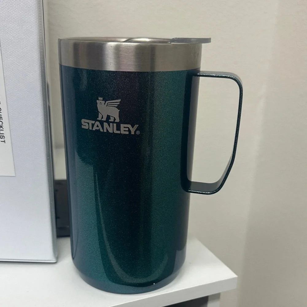 Stanley Teal Glitter Stainless Travel Mug with Handle - Picture 2 of 6